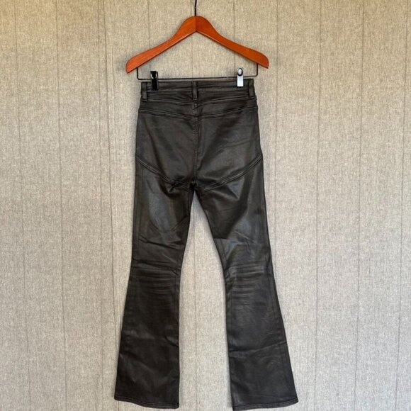 Asos Black Coated Stretch Denim Emo Y2K Festival Rocker Flare Leg Jeans Size - Picture 5 of 9